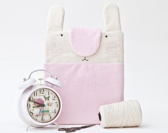 Fluffy iPad Case, Bunny iPad Sleeve, iPad Air 2 Case, Pink ipad pro 9.7 case, iPad Pro Sleeve, Best Gift for kids, Pink Bunny Bag