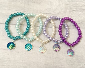 Mermaid Bracelets, Party Bracelets, Girls Bracelet, Party Gift, Party Favours, Loot Bags, Party Bag Fillers, Mermaid Party, Under the Sea