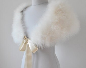 Vintage Inspired Genuine Marabou feather Bridal Shrug/Wrap