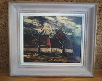 Reproduction of the painting LA CHAUMIERE by M.VLAMINCK on canvas, framed.