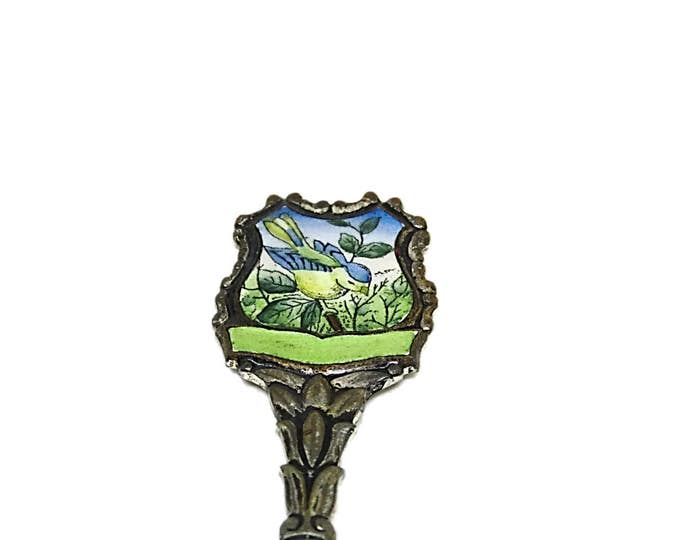 Souvenir Spoon Bird Painting on Enamel Klepa Arts Made In Czechoslovakia | Collectible Enamel Spoon |