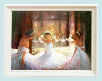 Oil Painting Ballerina, Ballet Dancer, Gift for Her, Ballerina print, Giclee print, Nursery decor, Wall art print, Barbara Applegate,