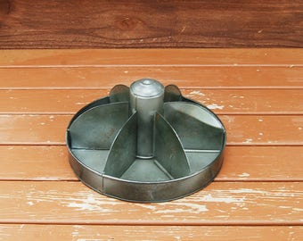 Round Hardware BIn, Vintage Metal Storage Bin, Tin Parts Box, Metal Divided Storage Bin