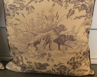 Brunschwig and fils Hunting Toile in tobacco and cream-pillow covers