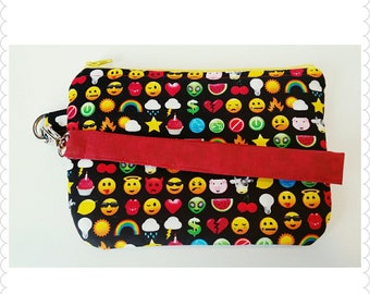 Emoji wristlet, coin purse, zipper pouch, ready to ship