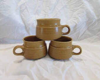 Tea Cups, Coffee Cups, Yellow/Tan, Set of three, Mid Century, England