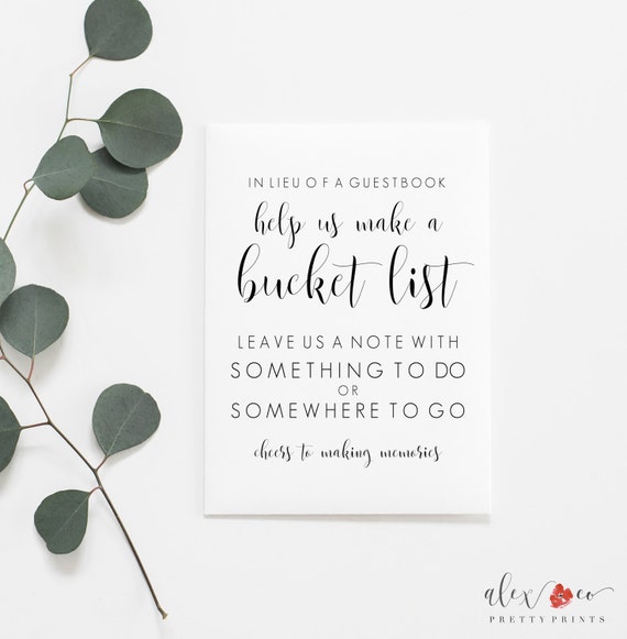 Wedding Bucket List Printable Sign Guest Book Ideas Guestbook Wedding Bucket List Printable Sign Guest Book Ideas Guestbook