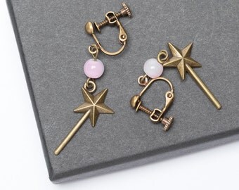 Children's Non-piercing Earrings | Magic Wand Earrings | Fairy Tale Earrings | Non-pierced Ears |