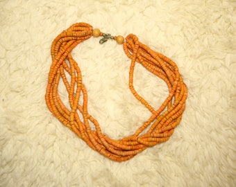 Funky Orange wooden Necklace