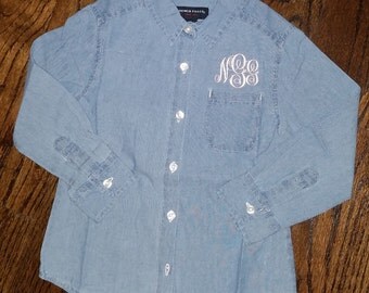 Little Girls Denim Shirt ---for your Flower Girl to Match your Bridesmaids!- NOW ALL SIZES