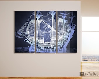 Old Ship Metal Wall Art Print Ready to Hang