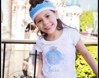 Girls Princess Birthday Shirt, Princess Birthday Theme, Cinderella Princess Theme, Princess Carriage, Embroidered Applique Shirt or Bodysuit