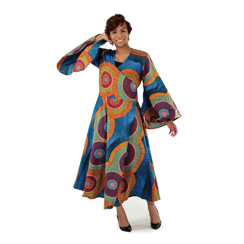 African Print Wrap Dress