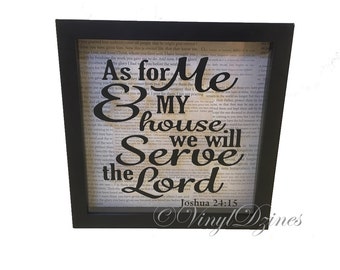 Religious Wall Art, Bible Verse Shadow Box, Joshua 24 15, As for Me and My House We Will Serve The Lord, Christian Shadow Box, SB-1006