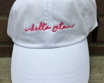 Delta Zeta Handwriting Script Baseball Cap - Officially Licensed Delta Zeta Baseball Hat - DZ Apparel