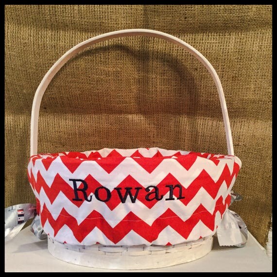 Extra Large Personalized Easter Basket with Liner Chevron