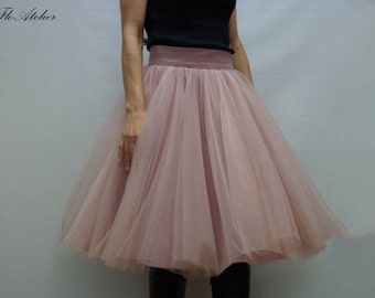 Women Tulle Skirt/Tutu Skirt/Princess Skirt/Skirt/Short Skirt/Ballet Skirt/Ballet Skirt/Misty Rose Skirt by FloAtelier/F1246