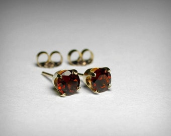 14K Genuine Garnet Earrings Studs, Genuine AAA Garnet Stud Earrings, 14K White 14K Yellow Gold, Garnet Jewelry, January Birthstone, Earring