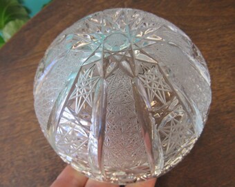Clear Heavy Antique Cut Crystal Glass Dish or Ashtray