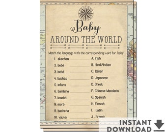 Baby Around the World Travel Adventure Baby Shower Games Printable Around the World Baby Shower Games Boy (INSTANT DOWNLOAD) No.1269BABY