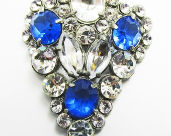 Magnificent Vintage 1930s Pot Metal Art Deco Rhinestone Dress Clip
