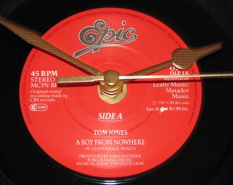 Tom Jones A boy from nowhere 7" vinyl record clock