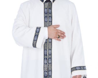 Erwa Muslim Long Kurta XS, S, L, XL, XXL Islamic Mens Wear, Bordured Thobe, Galabiyya, Jubbah, Disdashas, Cübbe, Islamic Clothing for Men