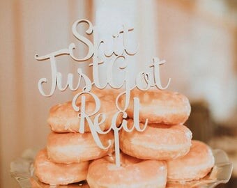 Shit Just Got Real Wedding Cake Topper, Wedding Cake Topper, Cake Topper, Cake Topper Wedding, Shit Just Got Real, Funny Wedding Cake Topper