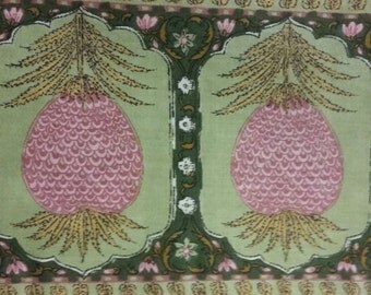 Vintage Waverly Schumacher Fabric Material "Bikaner" with Pineapple Border