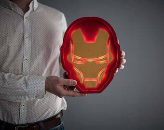 Iron man helmet light Iron man lamp Iron man night light Iron man helmet decor Dimmer night light Iron man wall art Iron man gift