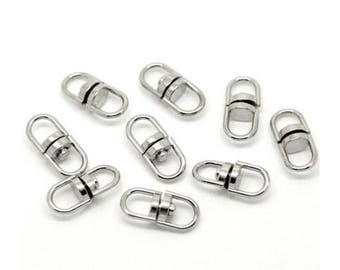 50 Silver Tone Metal Swivel Key Ring Connectors. Jewelry Making, Accessories, Craft Supplies.