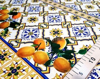 Lemon majolica jacquard fabric #5745