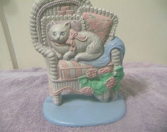 Painted Cast Iron Cat in Chair Doorstop