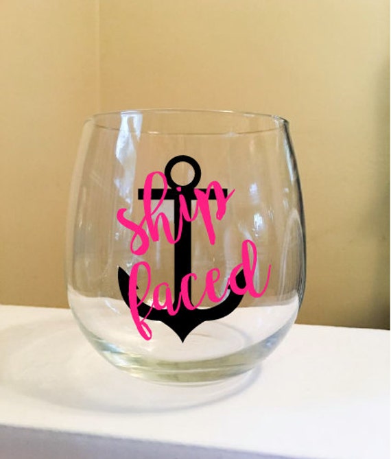 Items similar to Ship Faced Stemless Wine Glass on Etsy