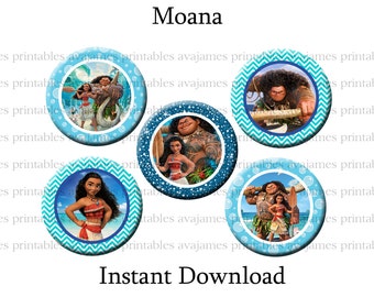 Instant Download - Moana Bottle Cap Image Sheet