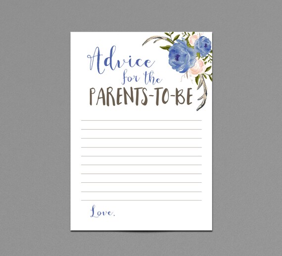 Items similar to Advice for the Parents to be Antler Baby Shower Game Printable Insert, Blue Boy 