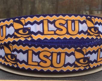 LSU Ribbon, LSU Tigers Ribbon,College Ribbon, College Football Ribbon, Louisiana Ribbon 3/5/10 yards
