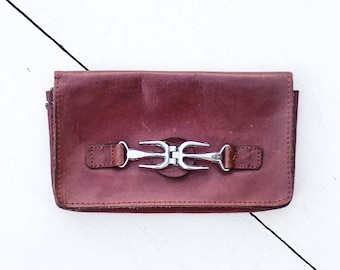 Vintage Oxblood Leather Wallet | Midcentury Coin Purse | Mini Hand Bag