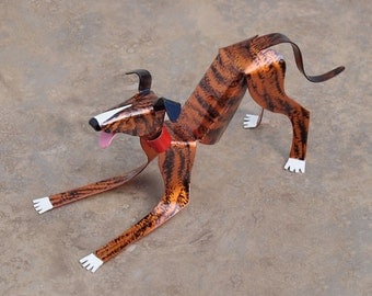 Custom Greyhound Dog Sculpture Handmade Copper Miniature Collectible Art