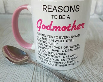 Reasons to be a godmother mug godmother gift fairy godmother mug gift for godmother baptism gift be my godmother coffee mug godparent gift