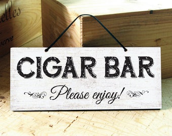 Cigar Bar Sign in White, Black & Brown. Wedding Signs. Rustic Wedding Decor. Rustic Signs. Wedding Table Sign. Rustic Reception Signs