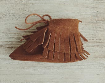 Brown Suede Leather Moccasin Boots, Baby Moccasins, Toddler Moccasins, Leather Moccassins, Baby Boots
