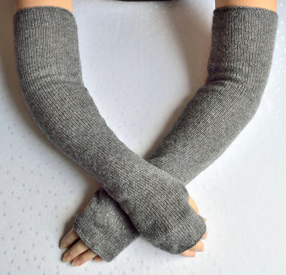 Handmade knitted 100 cashmere arm warmers