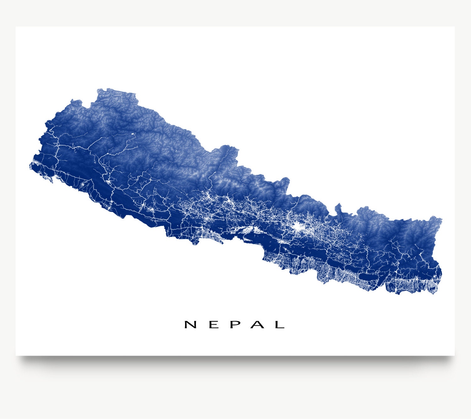 Nepal Map Print Kathmandu Map Art Poster Mount by MapsAsArt