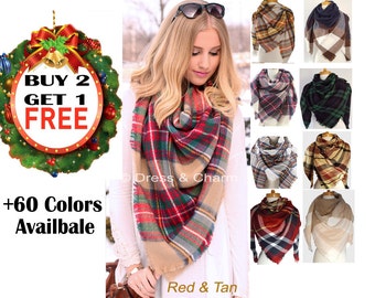 blanket scarf, plaid blanket scarf, valentine day gift, gift for her, winter scarf, birthday gift, Plaid Scarf, Bridesmaid Gifts