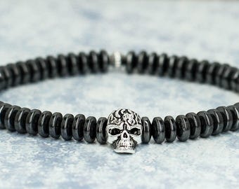 Skull bracelet Sugar Skull jewelry Gothic jewelry Biker jewelry Steampunk jewelry Men bracelet Men jewelry for men gift men accessories him