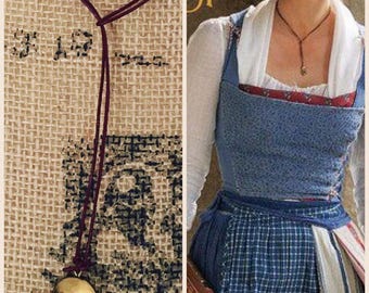 Beauty and the beast necklace - Emma watsons Belle's lariat choker red / burgundy rope necklace movie 2017 easter gift idea