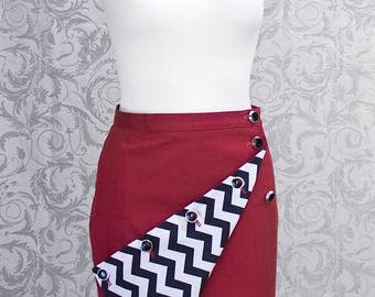 Skirt, red, Mini-Skirt, Pencil skirt, Couture, inspired by " Twin Peaks "