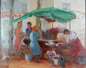 Jacqueline Triby (French) Antique Oil Painting Old Vintage Original Ancien Tableau Peinture Huile