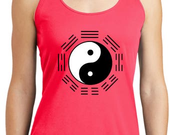 Yoga Clothing For You Ladies Yin Yang Trigrams Womens Dry Wicking Racerback Tanktop = LST356-TRIGRAMS